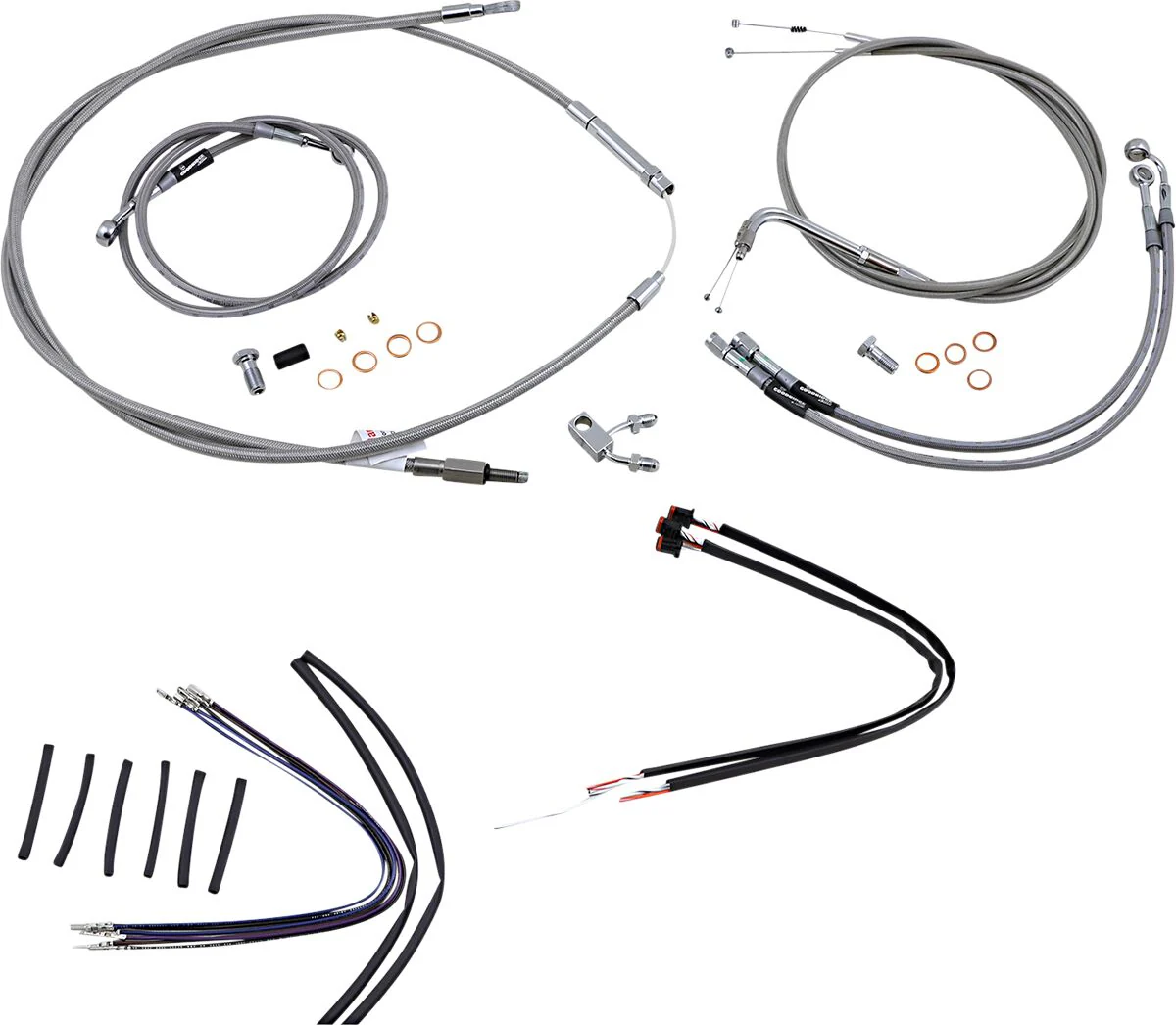 BURLY BRAND Kit complet câble/ligne de frein tressés inox pour guidon