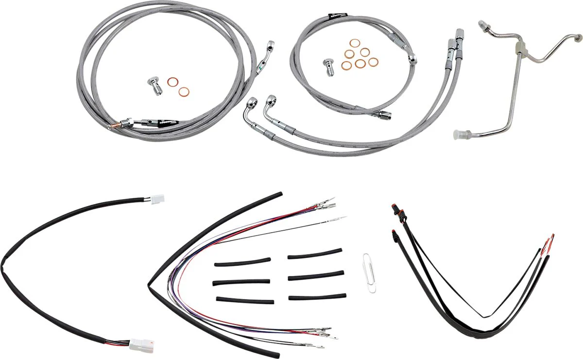 BURLY BRAND Kit complet câble/ligne de frein tressés inox pour guidon 18" - Road glide