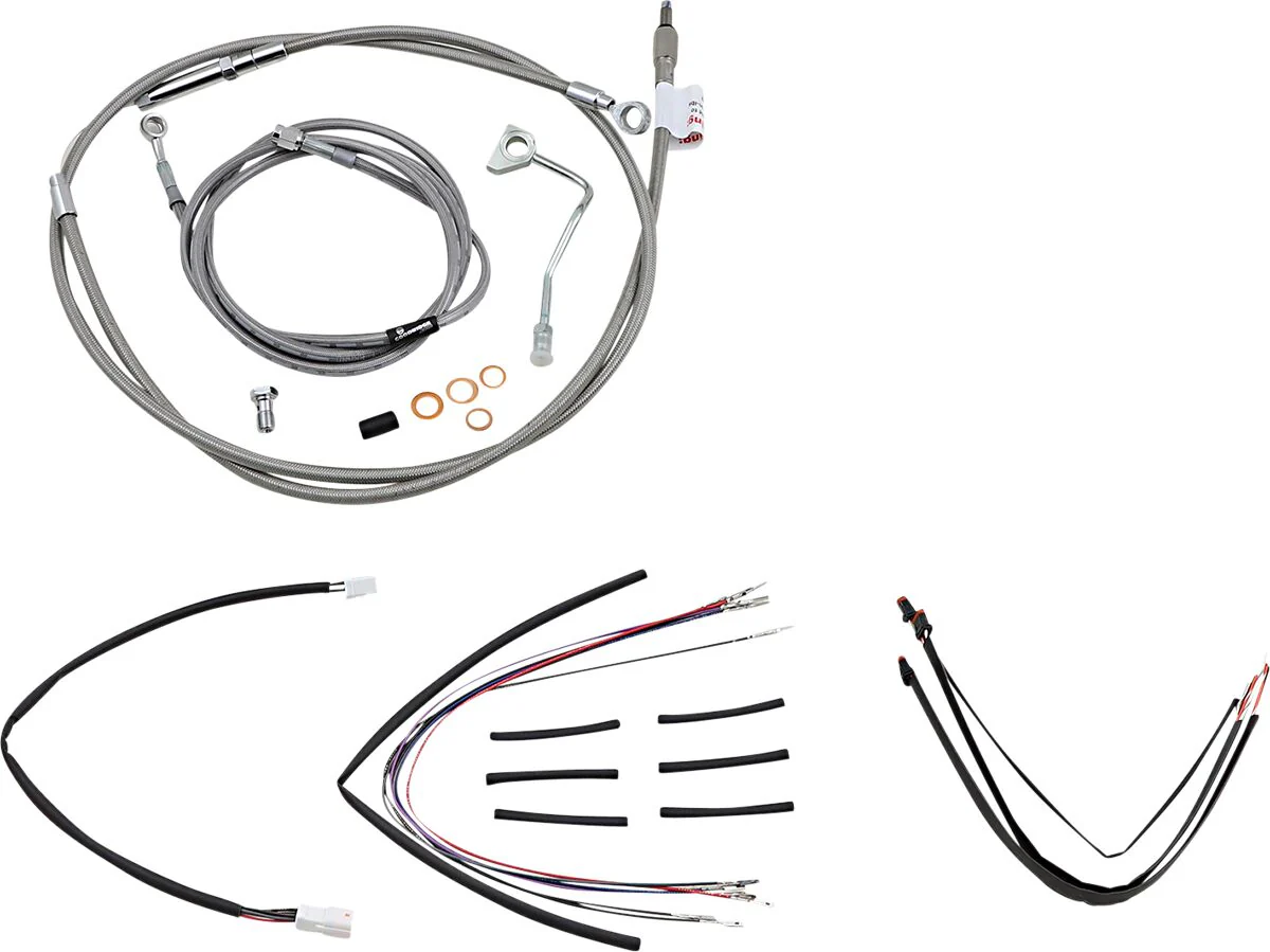 BURLY BRAND Kit complet câble/ligne de frein tressés inox pour guidon 18" - Road king 14-16