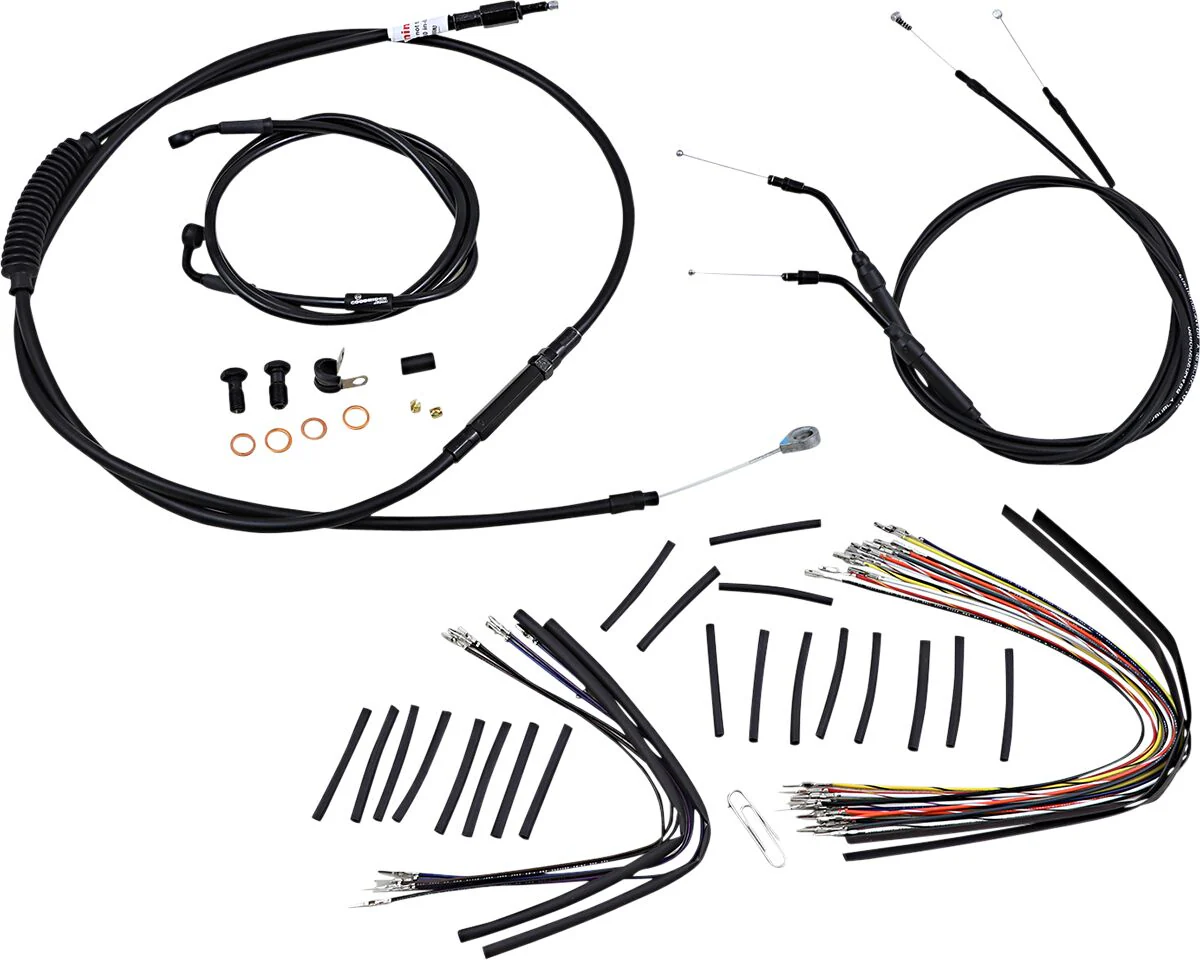 BURLY BRAND Kit Complet de Câbles - FXDWG 07-08 et 10-11 - 12/14/16 pouces - Ape Hanger