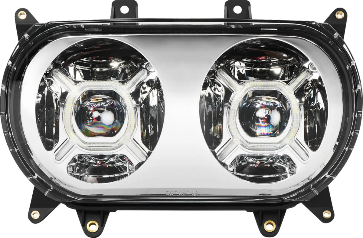 CUSTOM DYNAMICS Phare LED Double-X - Road glide 15+ - Chrome