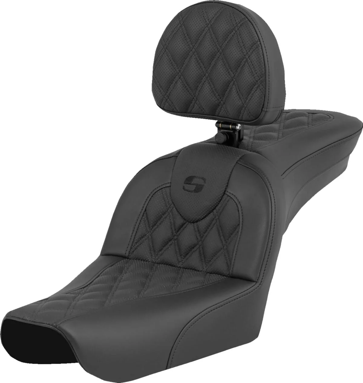 SADDLEMEN Selle RoadSofa avec dosseret à carreaux - Dyna wide glide 04-05