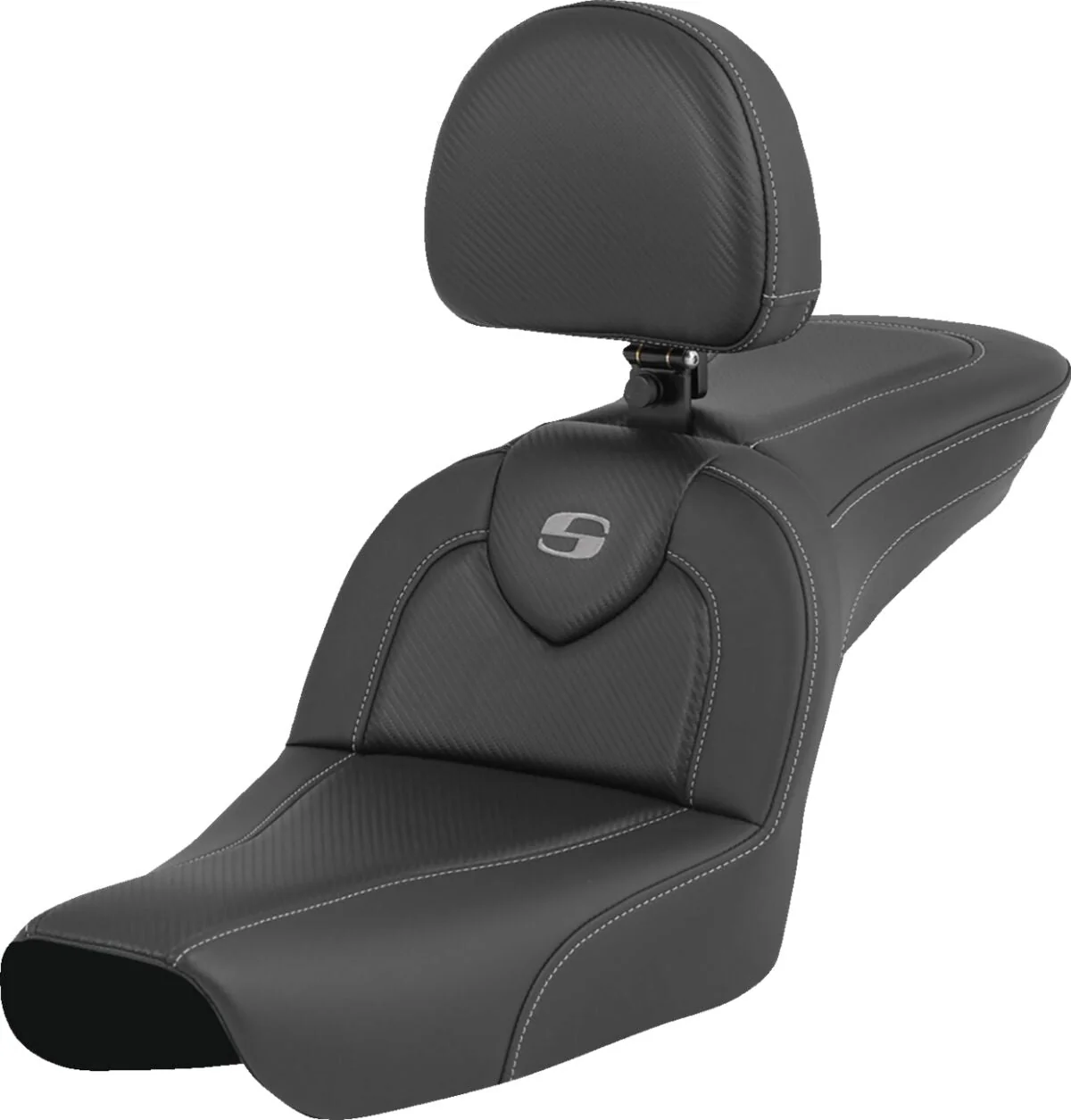 SADDLEMEN Selle RoadSofa avec dosseret - Dyna wide glide 04-05 - logo gris