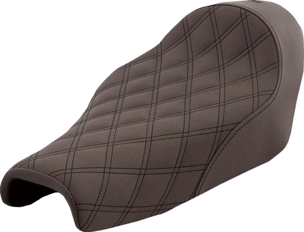 SADDLEMEN Selle solo Renegade Lattice Stitch marron - Sportster 04-20 - réservoir 12 litres