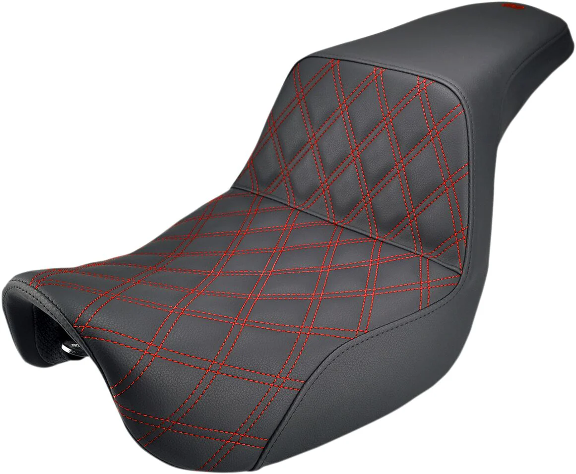 SADDLEMEN Selle Step-Up LS noir - Dyna 06-17 - Surpiqûres rouge