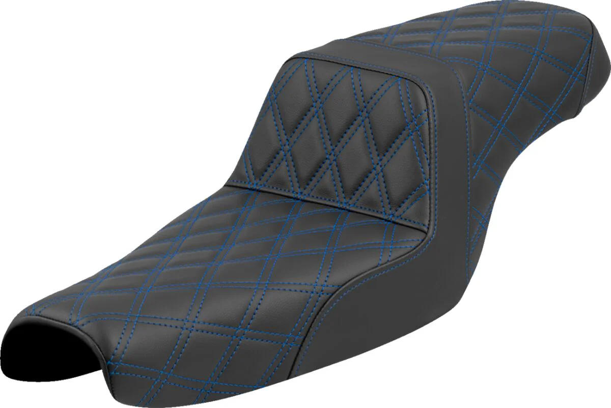 SADDLEMEN Selle Step-Up Lattice Stitch BLEU - Sportster 04+ - réservoir 12 litres
