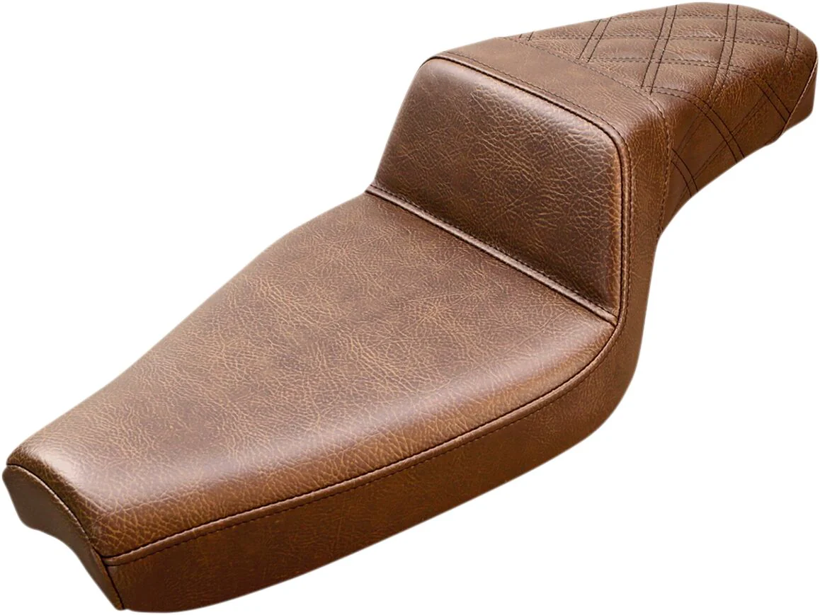 SADDLEMEN Selle Step-Up diamond passager marron - Sportster 04+ - réservoir 12 litres