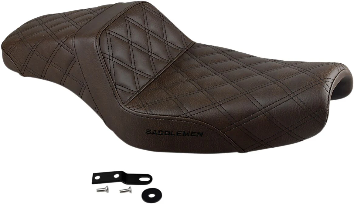 SADDLEMEN Selle Step-Up diamond marron - Sportster 04+ - réservoir 12 litres